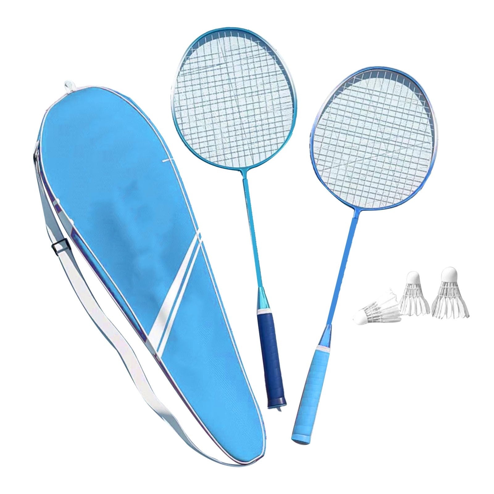 Tbest Set di Racchette da Badminton, 2 Pezzi Racchette da Badminton Sportive Racchette da Badminton Leggere con Volani Borsa da Trasporto per Adulti e Adolescenti per Giochi All'aperto