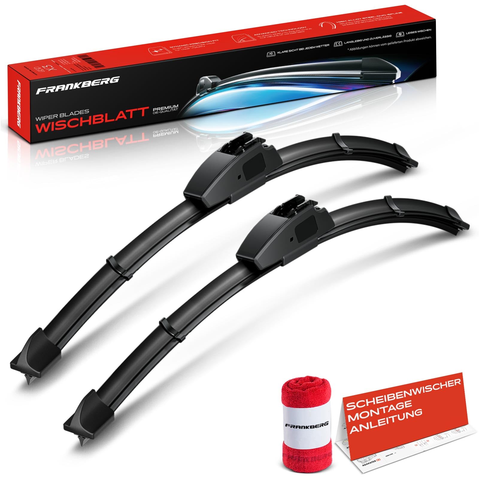 Frankberg 2x Escobillas Limpiaparabrisas 400mm/400mm, Delantero | Compatible con H2, Polo Coupé, H3, Wrangler IV, Jimny SUV Geschlossen, H3t, H2 SUT