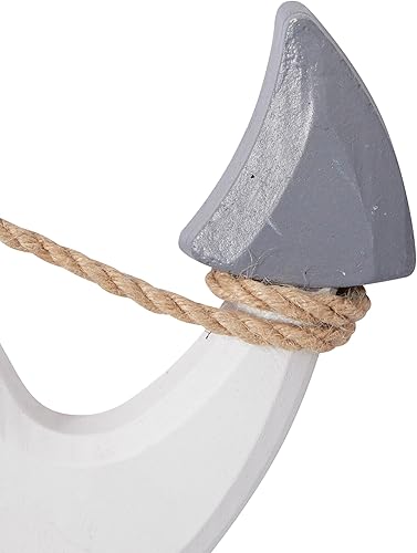 Miniatura 2 de Deco 79 Ancla de madera para decoración de pared para el hogar, escultura de pared con cuerda para colgar, arte de pared de 12 x 1 x 23 pulgadas,