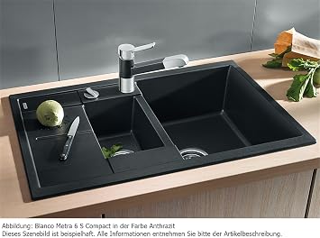 Blanco Metra Silgranit PuraDur Kitchen Sink,Gray (felsgrau),60cm Base Cabinet