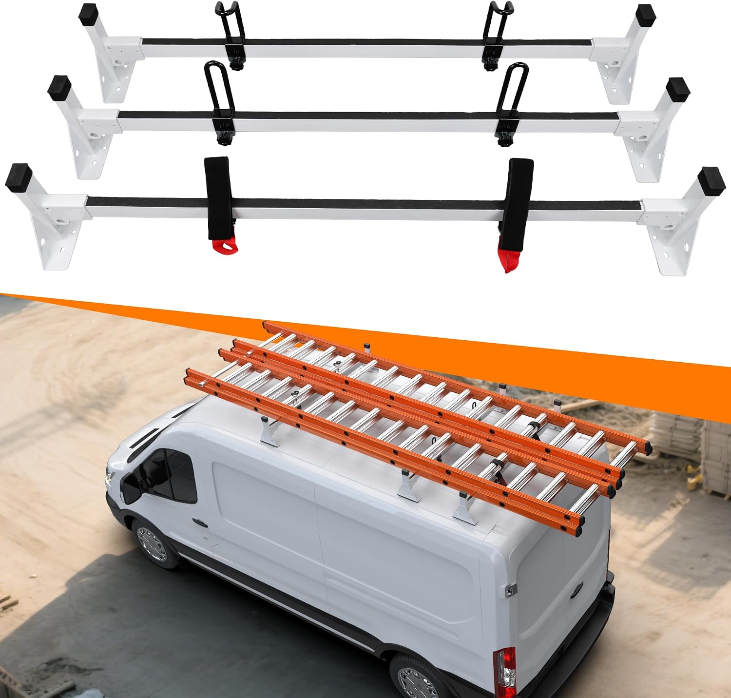 Van Ladder Rack & Windshield Cover Fit for 2014-2025 Ford Transit 150, 250, 350