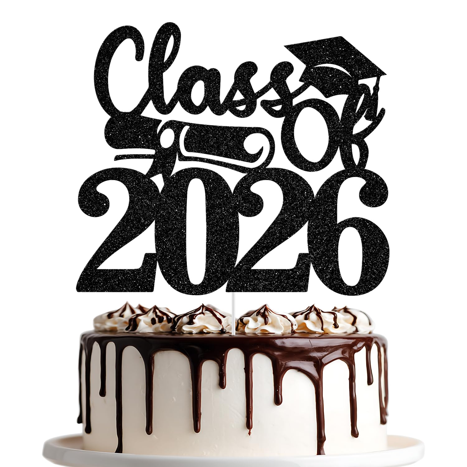 Class of 2026 케이크 토퍼, 2026 고등학교 졸업 파티 장식, You Did It/So Proud of You, 축하 졸업 케이크 장식, 2026학년 졸업생 케이크 토퍼 블랙