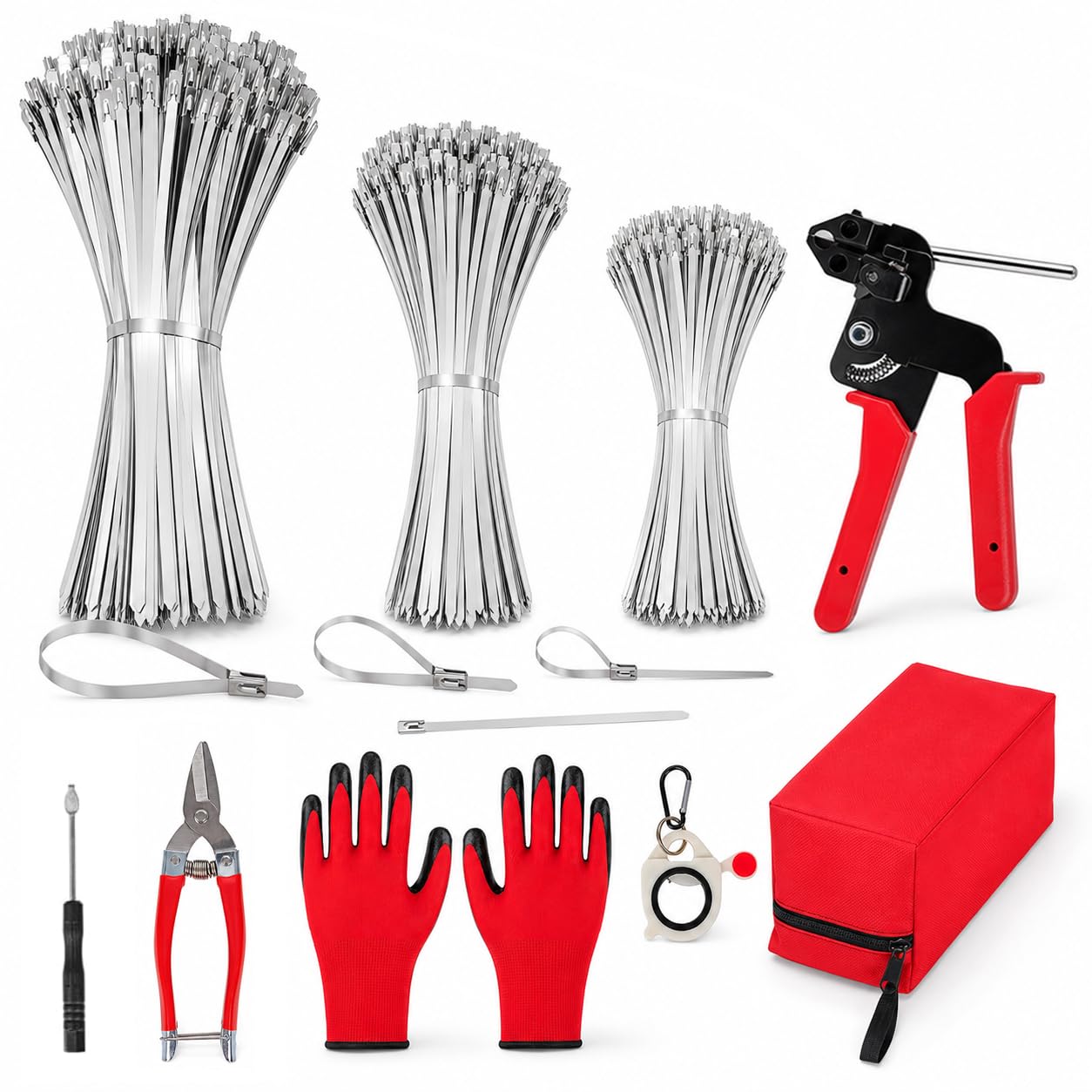 Bridas de metal de acabado pulido con kit de herramientas de protección