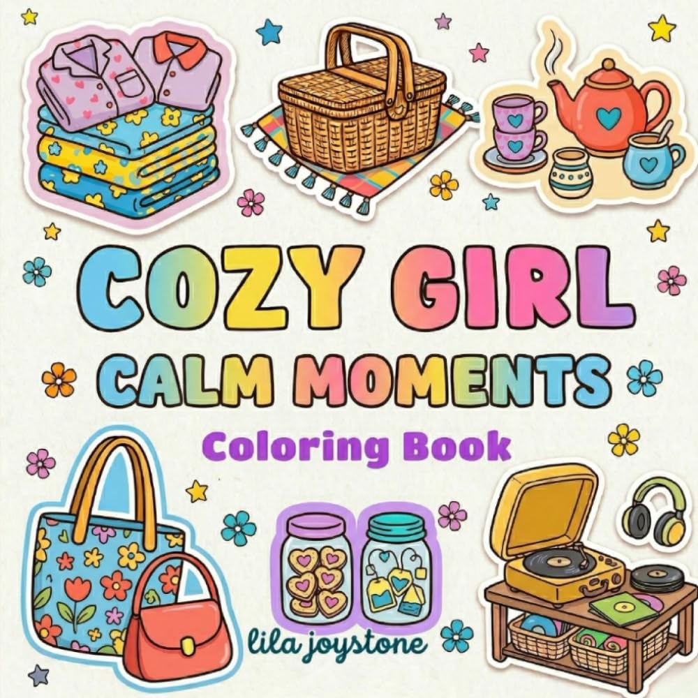Cozy Girl Calm Moments: Bold and Easy Coloring Book for Adults & Teens | Cute Cozy Scenes for Relaxation, Stress Relief, Self-Care and Creative Fun