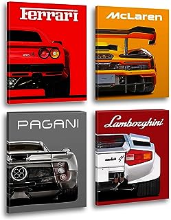 Modern Car Posters Classic Supercar Wall Art Prints, Ferrari Lamborghini...