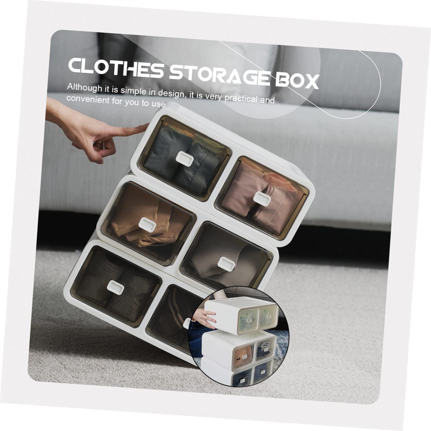 Amosfun Schubladenbox Braun 5 Fächer Stapelbar Pp Platzsparend für Unterwäsche und Socken für Kleiderschrank und Kommode