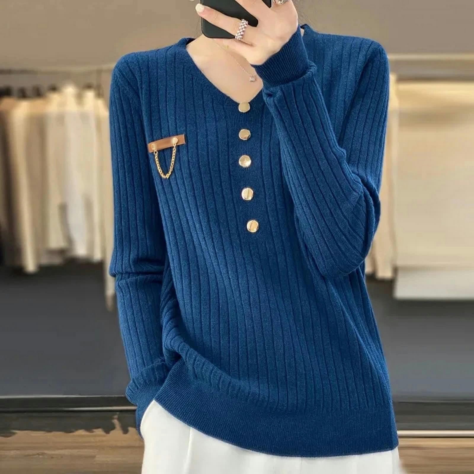 Sweter dla kobiet swetry damskie wiosna jesień dekolt w serek dzianinowe swetry luźna koszula sweter jednolity sweter