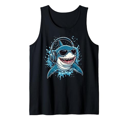 Shark Animals Art Water Splash Art Shark Tank Top