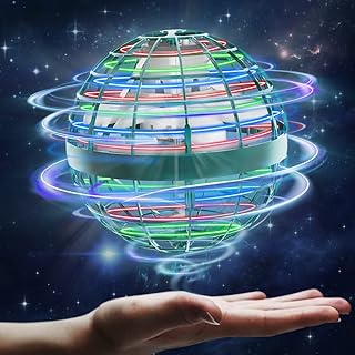 Flying Ball Toys Mini Drone Flying Ball - 360° Rotating Built-in RGB Light Magic Hover Ball,Flying Spinner Flying Space Orb Toy for Kids Adults Indoor Outdoor, Floating Spinning Boomerang Ball