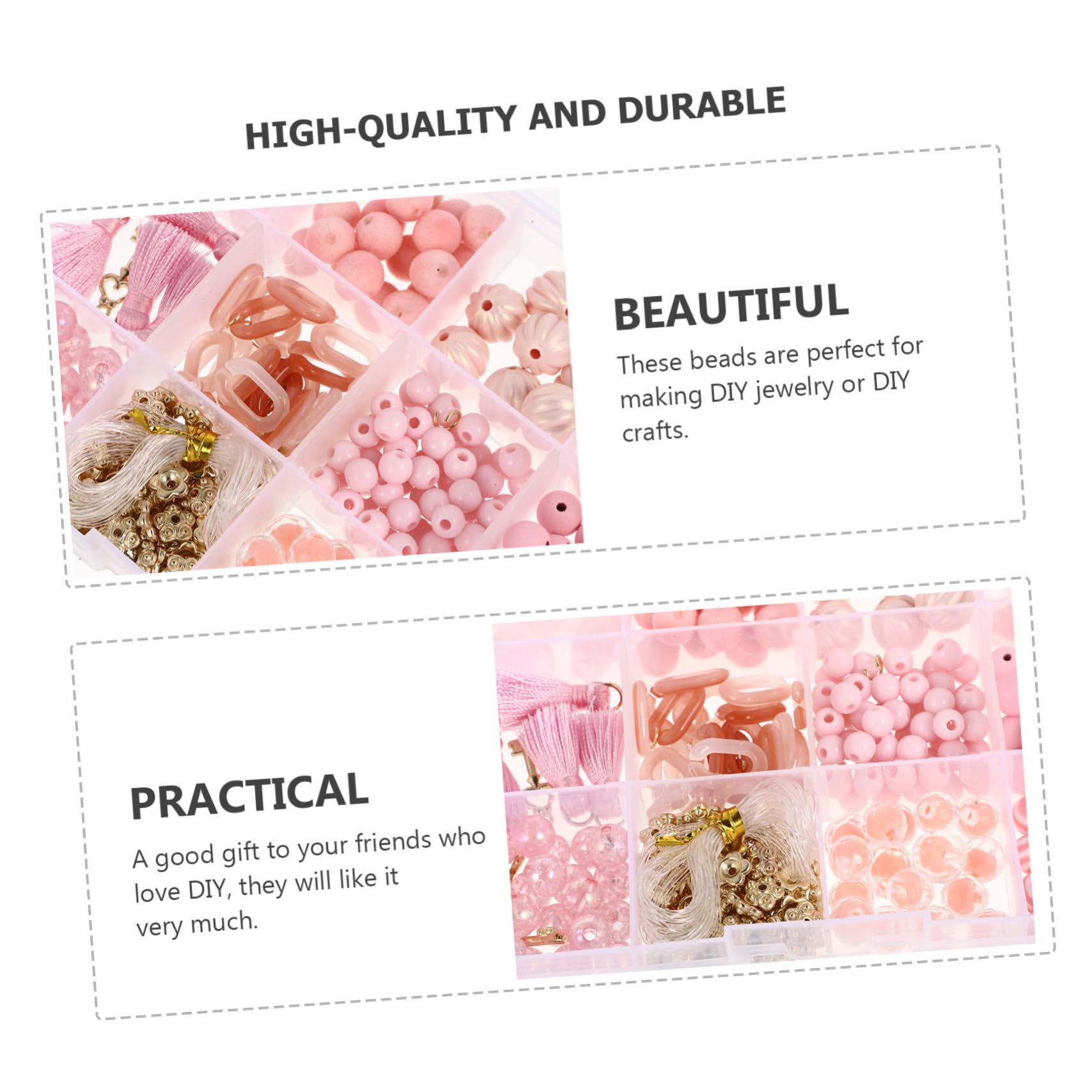 TEHAUX 3 Sätze DIY zubehör bastelsets für schmuck herstellen bead set Schmuck Zubehör Set kunststoffperlen Perlenset Schmuck Armband Herstellung von Perlen DIY-Perlen Plastik Rosa