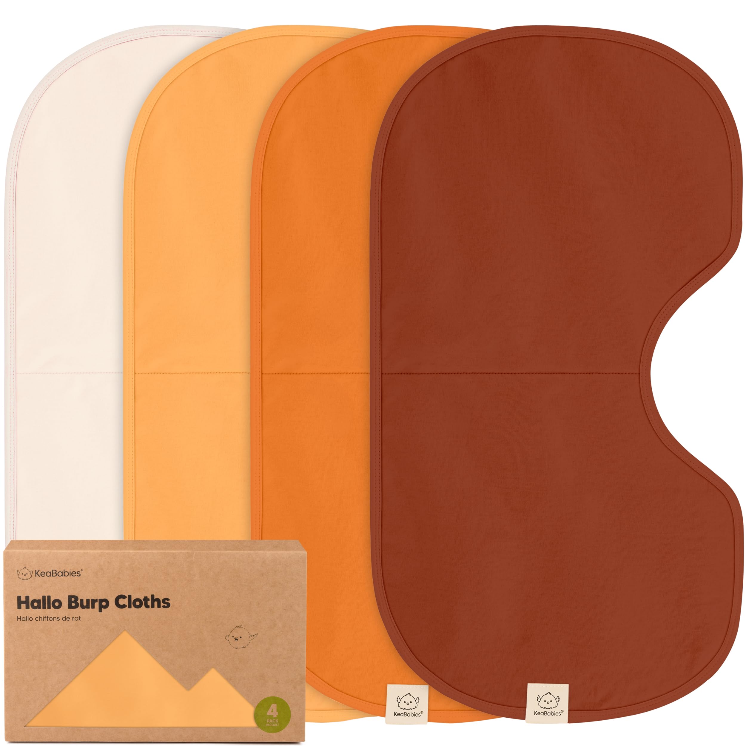 KeaBabies 4-Pack Baby Burp Cloths Baby Girl, Boy - Organic Cotton Burp Cloth, Extra Large, Absorbent, Soft Burping Cloths & Bibs Set for Babies,