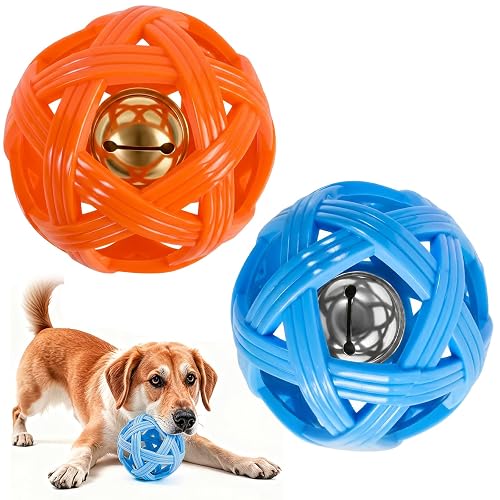 Hoxfly Pelota para Perros, Juguete Interactivo con Sonido, Pack de 2 Pelotas Perros Indestructible