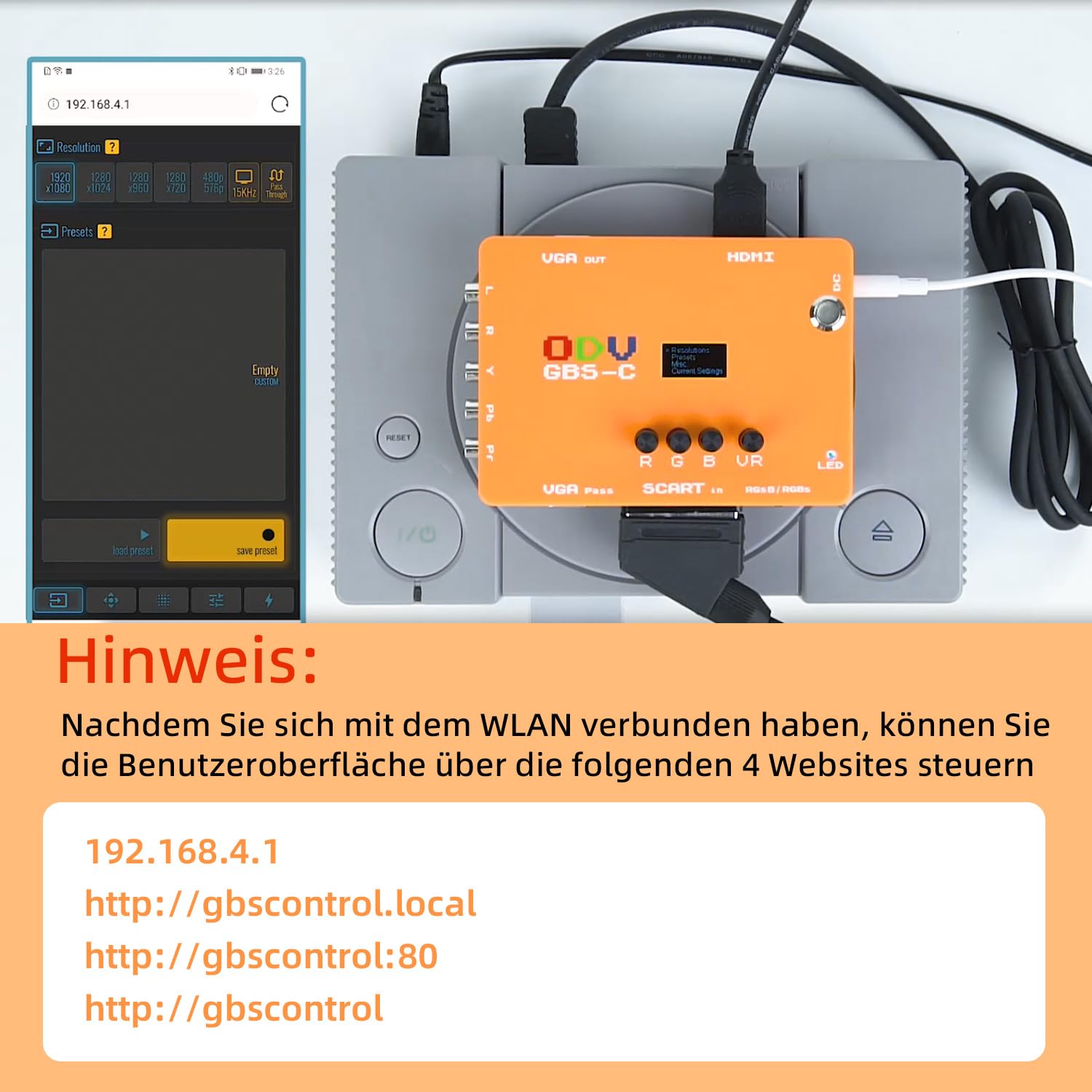 Mcbazel ODV-GBS-C YPbPr Component/VGA/RGBS Scart zu VGA/HDMI Scan Konverter für Retro Gaming Konsole unterstützt HDMI 720p/960p/1080p Ausgang