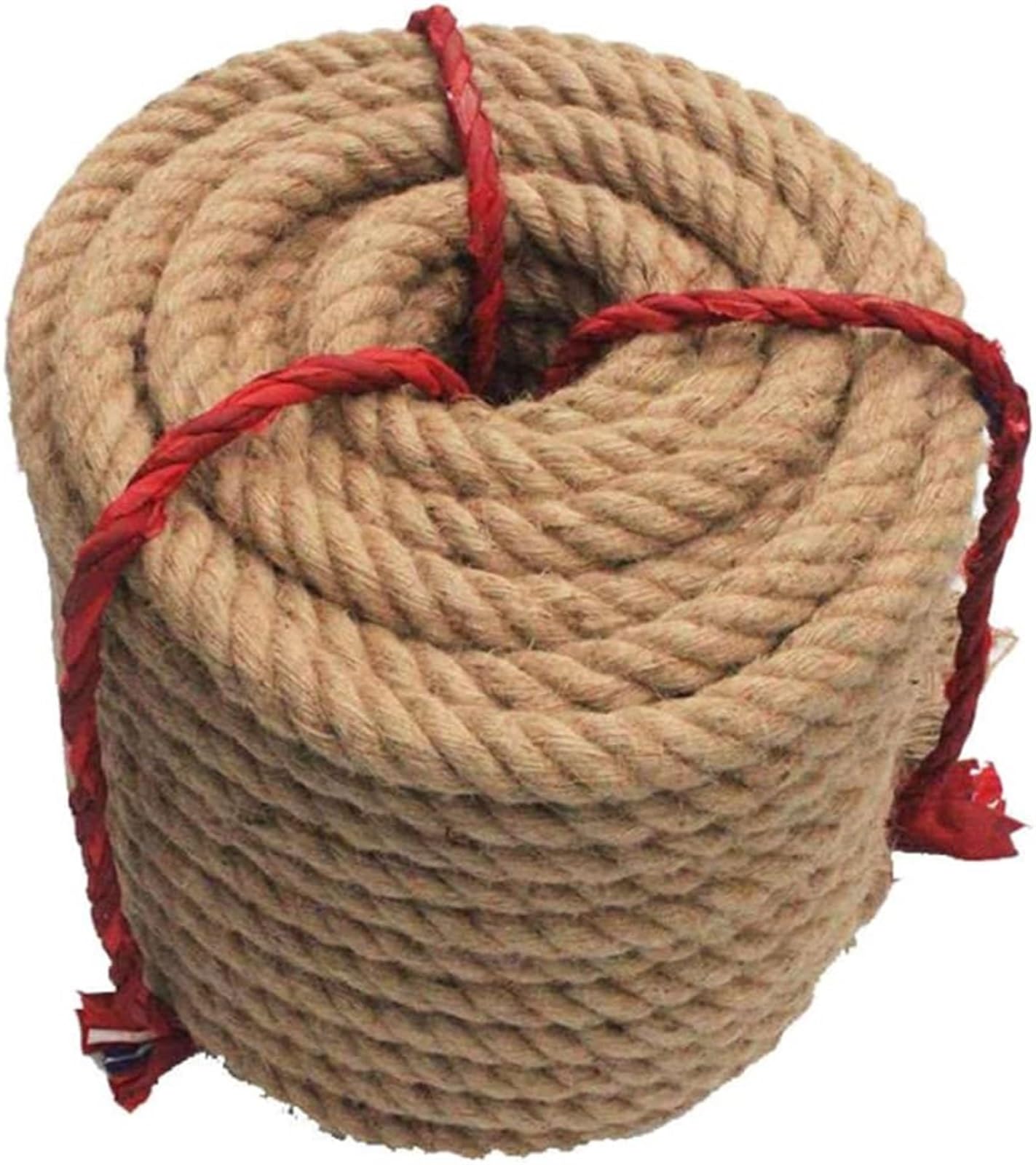 Bundling Craft Decor Cuerda De Yute Natural Cuerda Gruesa, Cuerda De Yute De 18 Mm, Cuerda De Cáñamo Natural Trenzada De Alta Resistencia De 65,6 Pies for Manualidades, Columpio, Barandilla, Muelles,