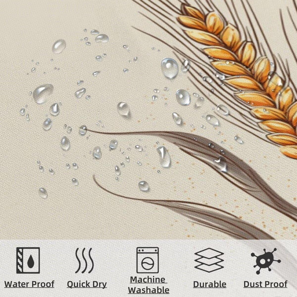 Duschvorhang 240x200 cm, Duschvorhang Beige Muster, Anlage Shower Curtains mit 12 Plastik Duschrollo Haken, Duschvorhänge mit Gewicht Waschbar Wasserdicht Stoff Polyester für Badewanne Deko, -5099
