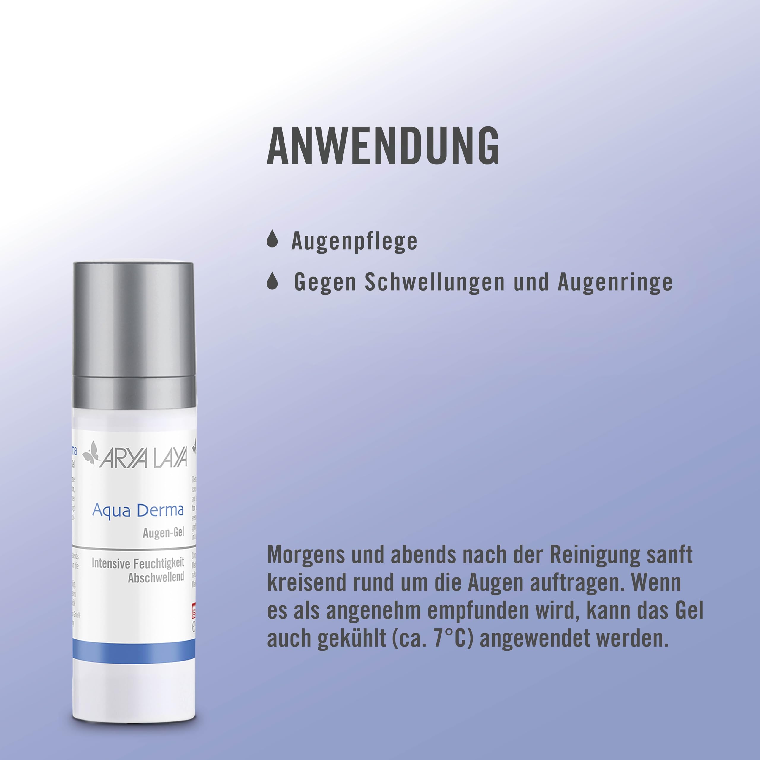 ARYA LAYA Aqua Derma Augen-Gel, 30 ml: Augenpflege mit Hyaluron, abschwellend & feuchtigkeitsspendend, gegen Augenringe, vegan