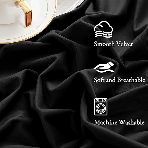 Miniatura 2 de KGORGE Cortinas de terciopelo negro de 84 pulgadas de largo, súper suaves, para oscurecer la habitación, cortinas aislantes térmicas para