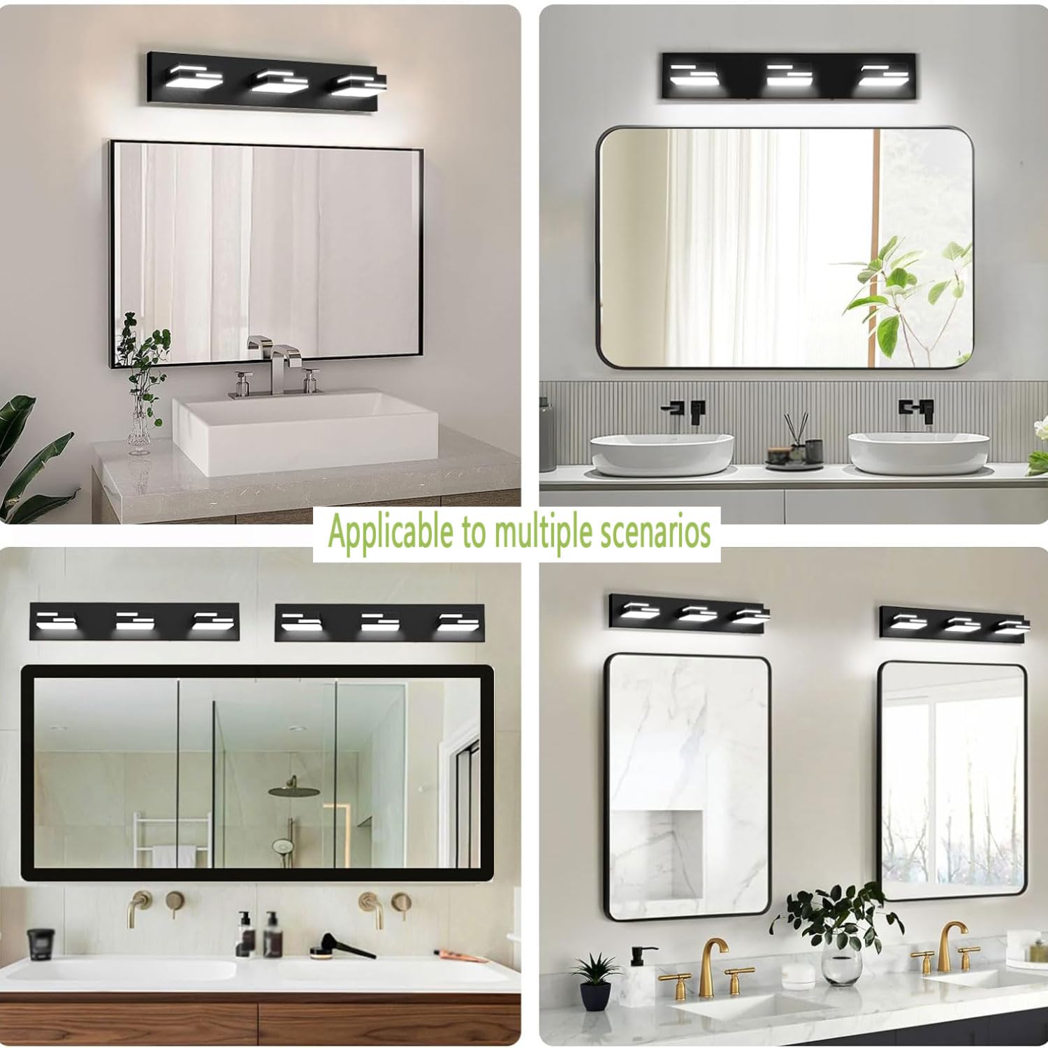 Luci da Specchio Illuminazione Bagno Lampada da Specchio da Bagno Nera da 16 W Bianca Neutra 4000 K IP44 Impermeabile Senza sfarfallio per Lunghezza Applique Bagno Specchio Moderno