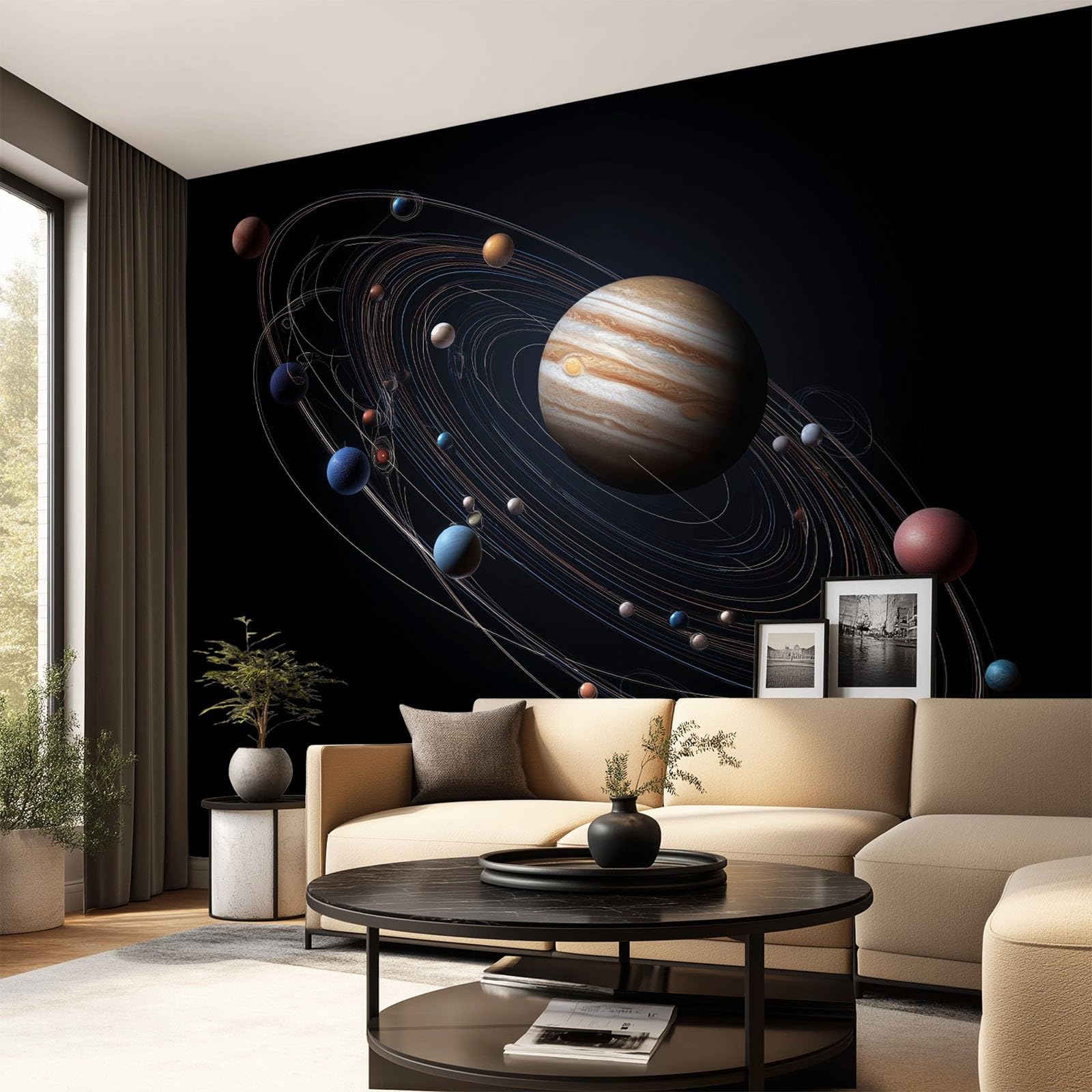 Technologia z motywem kosmosu, planeta Jowisz, tapeta ścienna, dekoracja ścienna, tapeta z motywem, 300 x 210 cm, dekoracja ścienna, tapeta ze wzorem do salonu, sypialni