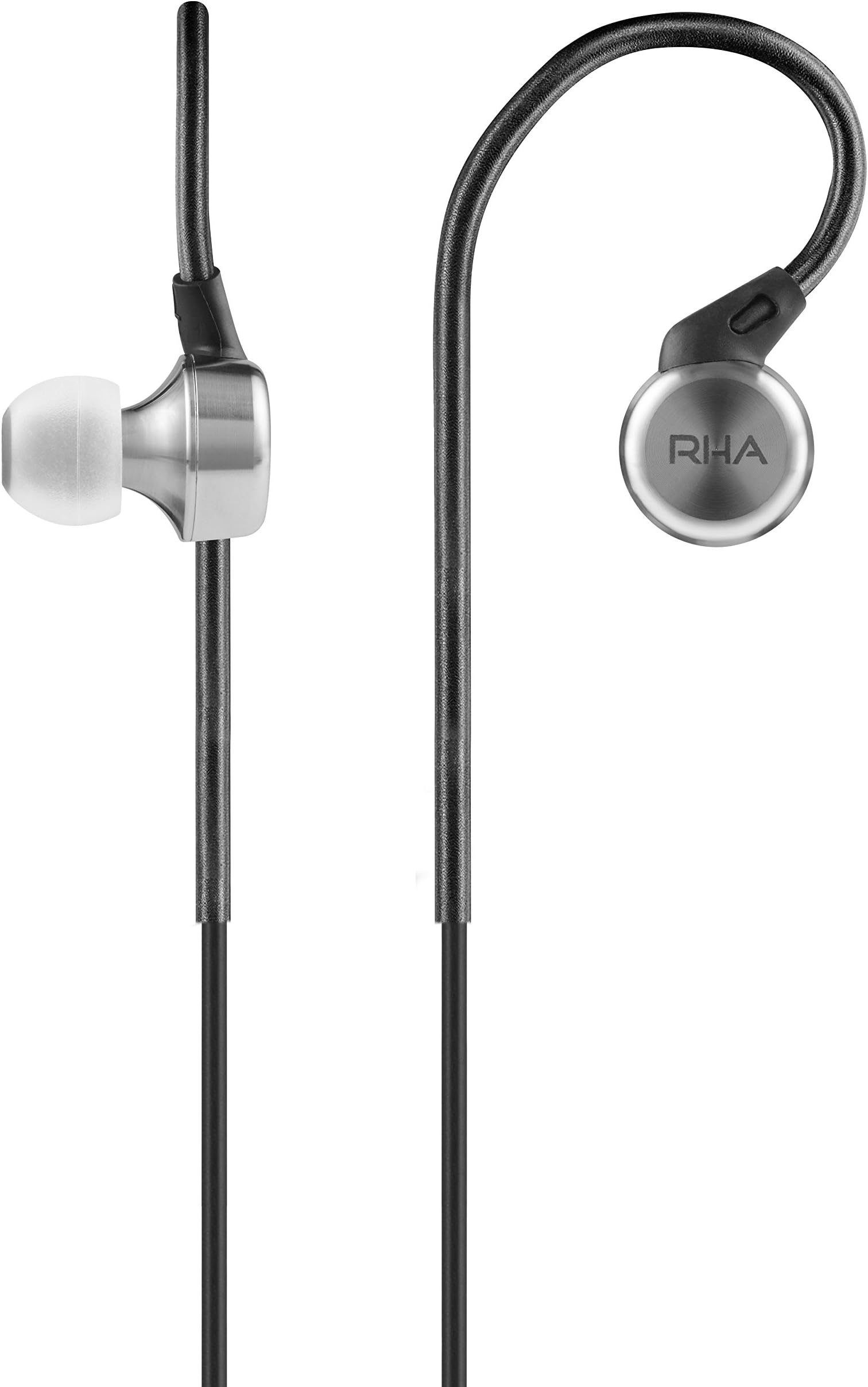 RHA MA750 In-Ear Headphones: Hi-Res Stainless Steel Noise Isolating Earphones with Ear Hooks