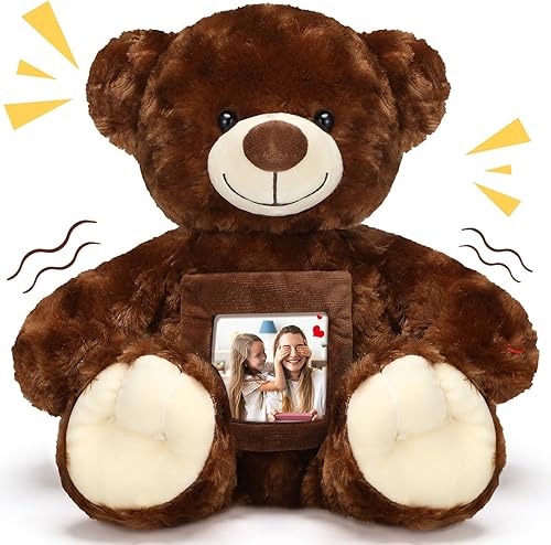 Miniatura 7 de Oso con recuerdo de grabación de voz con mensajes grabables con imágenes, juguete conmemorativo para baby shower, regalo de cumpleaños, regalos de