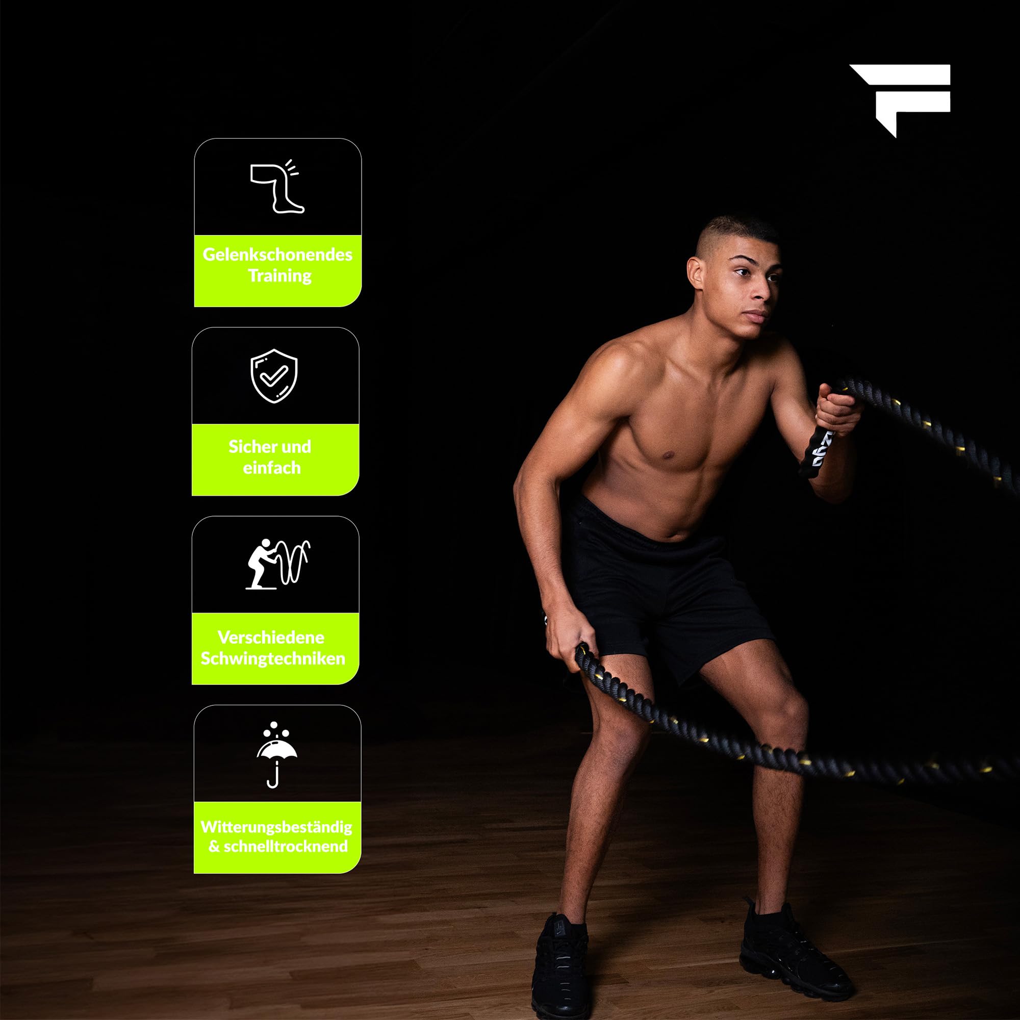 FIZYO Battle Rope 15m – Trainingsseil Fitness für Functional Training