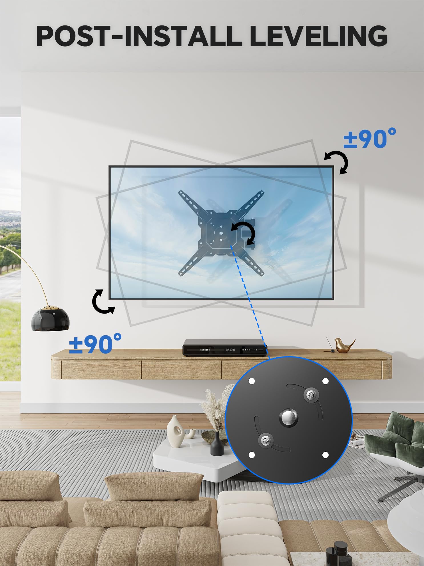 Simple Trending Supporto da parete per TV Full Motion per TV da 26" a 60" e schermi piatti, staffa girevole e inclinabile, rotazione massima VESA 400 x 400 mm fino a 34,9 kg, nero