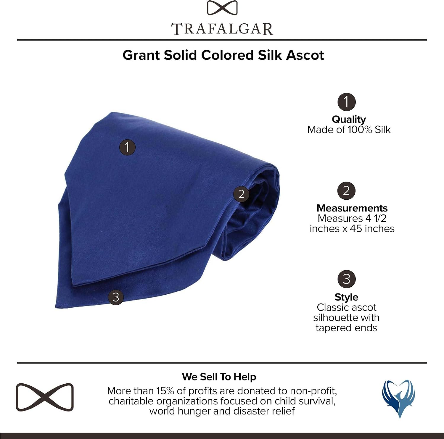 Trafalgar Men's Grant Solid Colored Silk Ascot