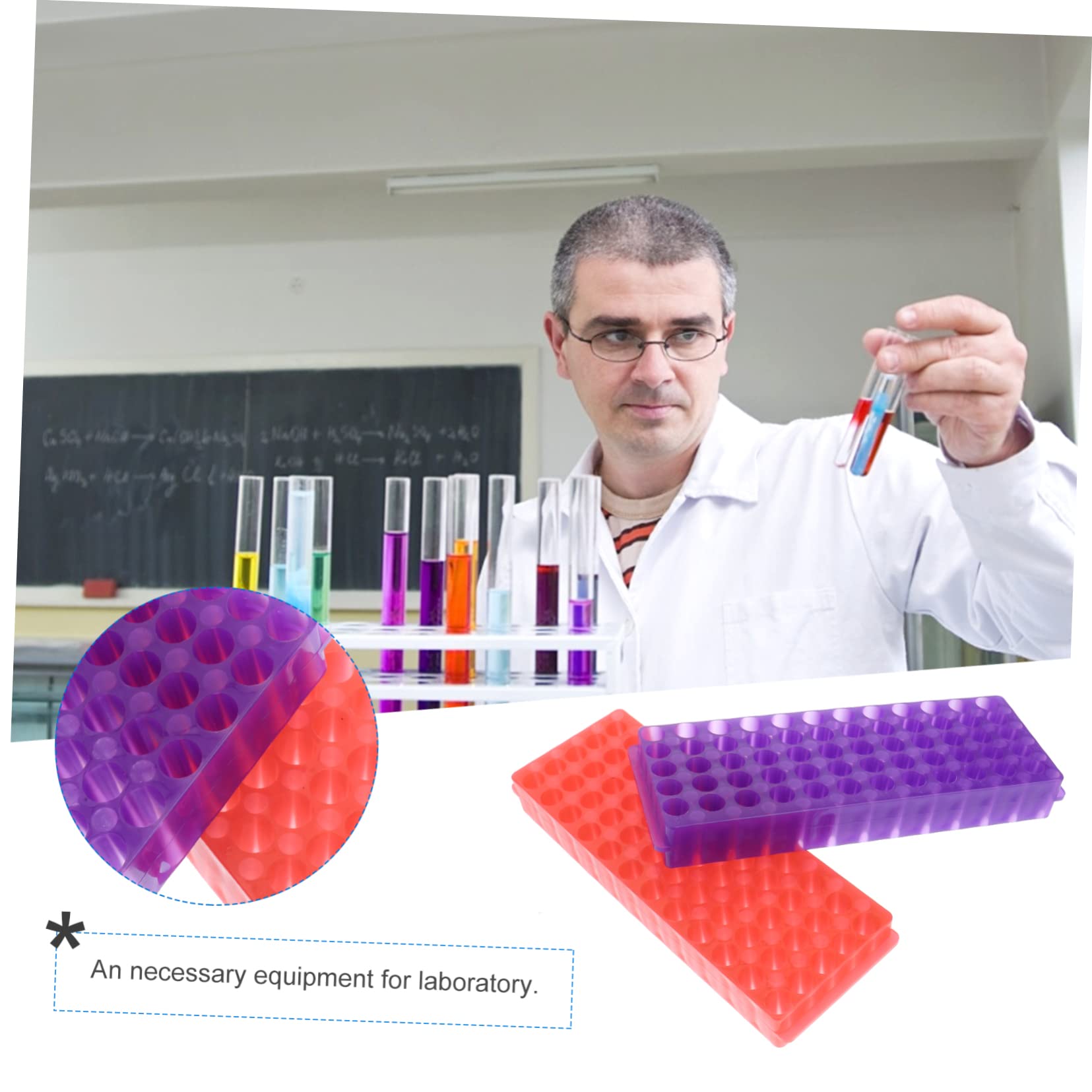SOLUSTRE Gradilla Material Pp Resistente para Tubos de Centrífuga de Laboratorio de 60 Doble Panel 2 Piezas para Análisis Científicos Precisos