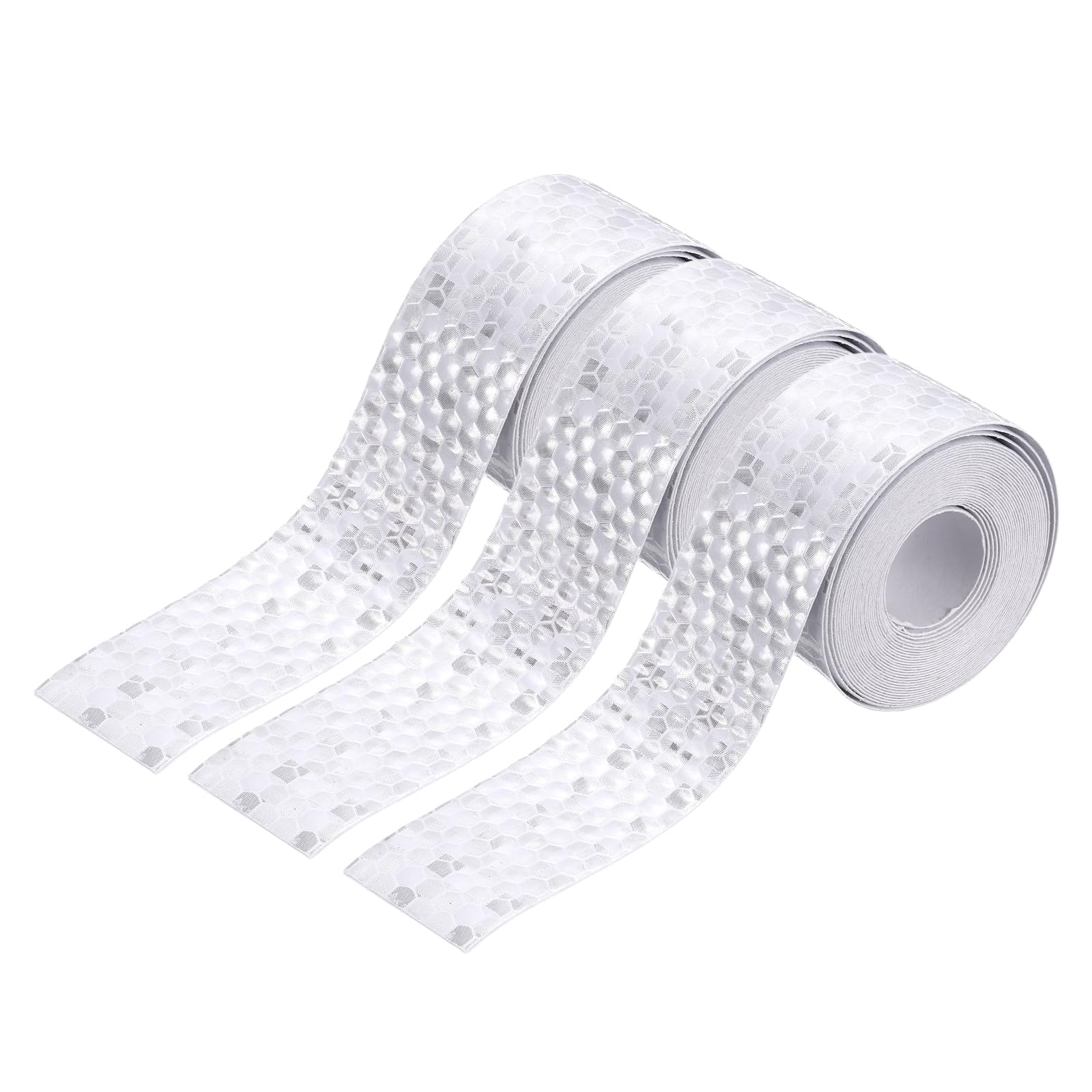sourcing map 3 Rolls Reflective Tape 1" x 118" High Visibility Reflective Adhesive Stickers Outdoor Waterproof for Trailer Trucks Bike Car Motorcycle Helmet Mailbox, Silver