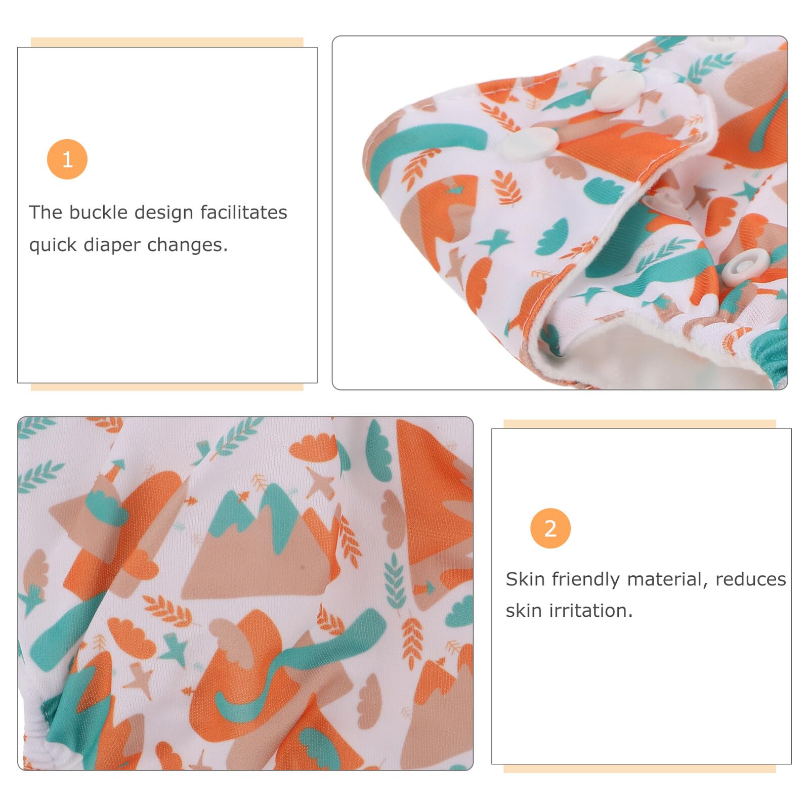 Pañales Reutilizables para Recién Nacido 6 Unidades con Ropa Interior Ajustable, Absorbente y Transpirable, Estampados Infantiles (cactus, Elefante, Fruta), Pañales de