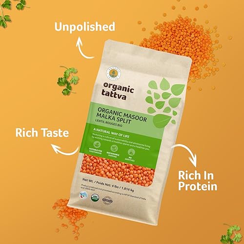 Miniatura 4 de Masoor Malka orgánico dividido empaquetado en paquete al vacío de 4 libras