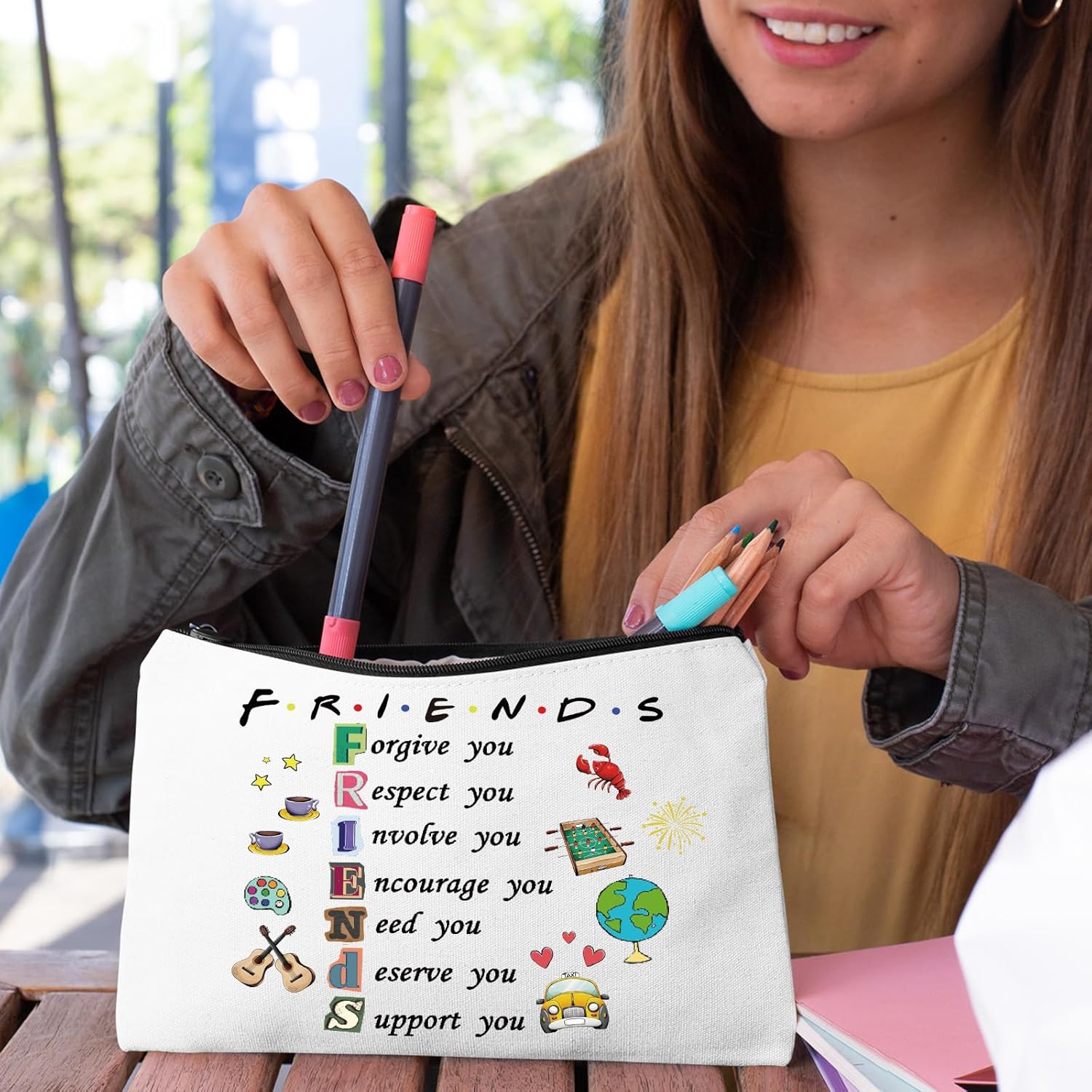 Friends Themed Gifts Makeup Bag for Friendship Travel Pouch Best Friends Gifts Cosmetic Bag Birthday Christmas - Image 7