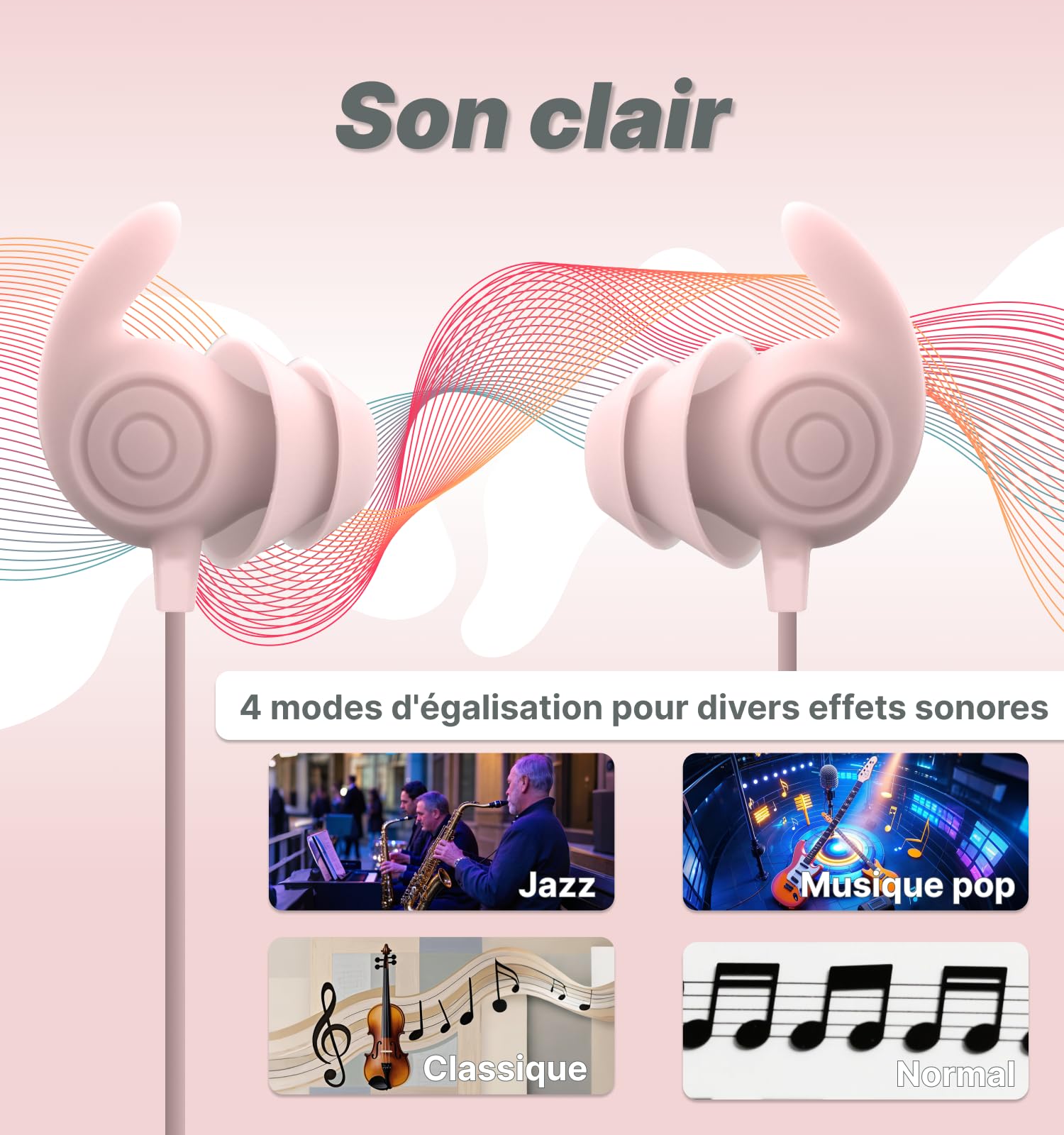 Hmusic Écouteurs de Sommeil Bluetooth sans Fil, Plats ecouteurs, Anti-Bruit, Doux et Confortable, pour Dormir sur Le côté, Yoga, entraînement, Voyage, détente