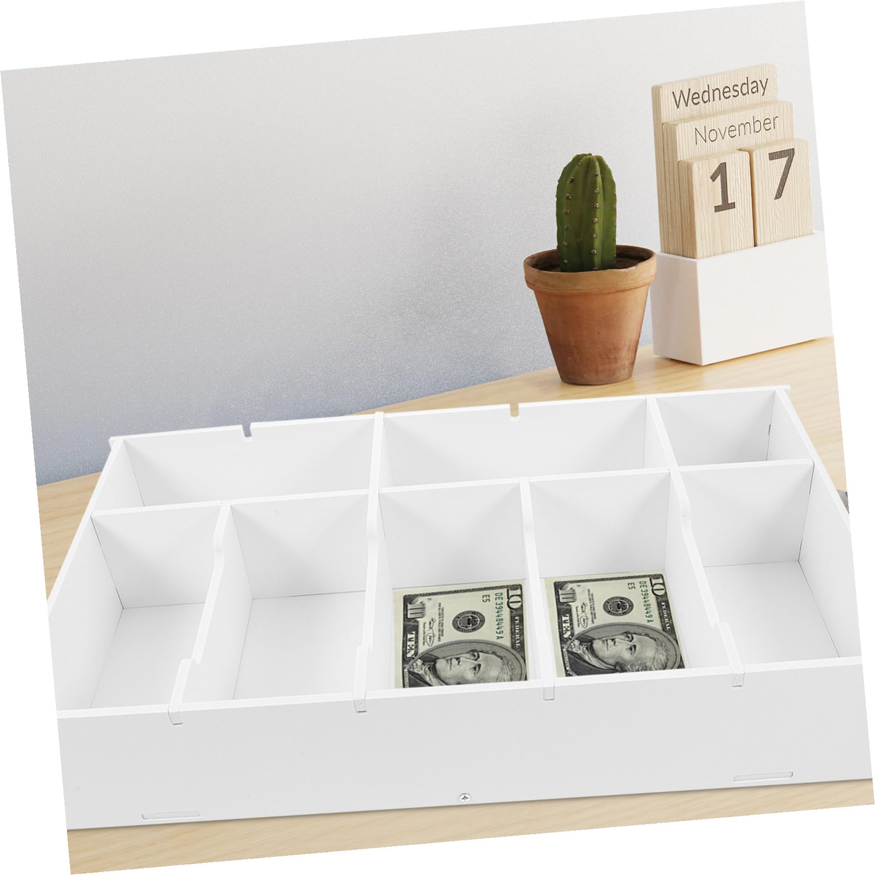 Cabilock Caja de Almacenamiento para Cajón de Clips con Bandeja para Dinero Organizador de Caja para Pequeñas Empresas para Escritorio y Oficina