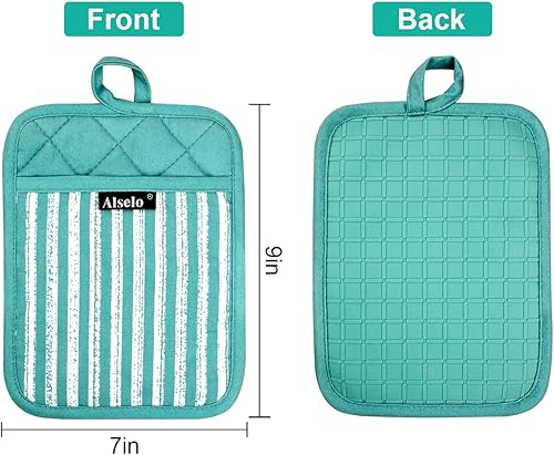 Miniatura 2 de Juego de 3 agarraderas de silicona resistentes al calor y antideslizantes, almohadillas calientes profesionales para horno con bolsillos y guantes