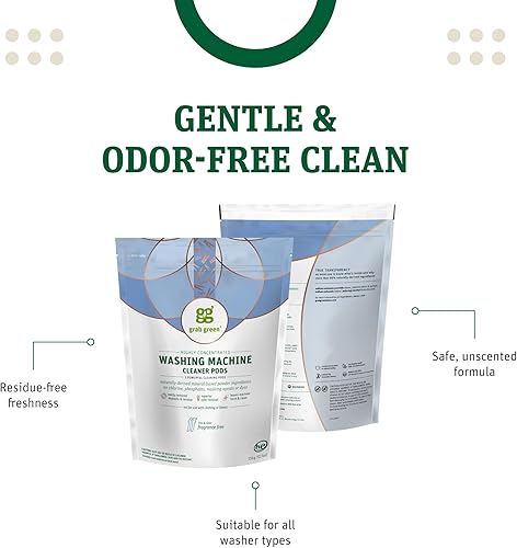 Miniatura 3 de Grab Green Cápsulas limpiadoras para lavadora, sin fragancia, 5 tabletas de limpieza