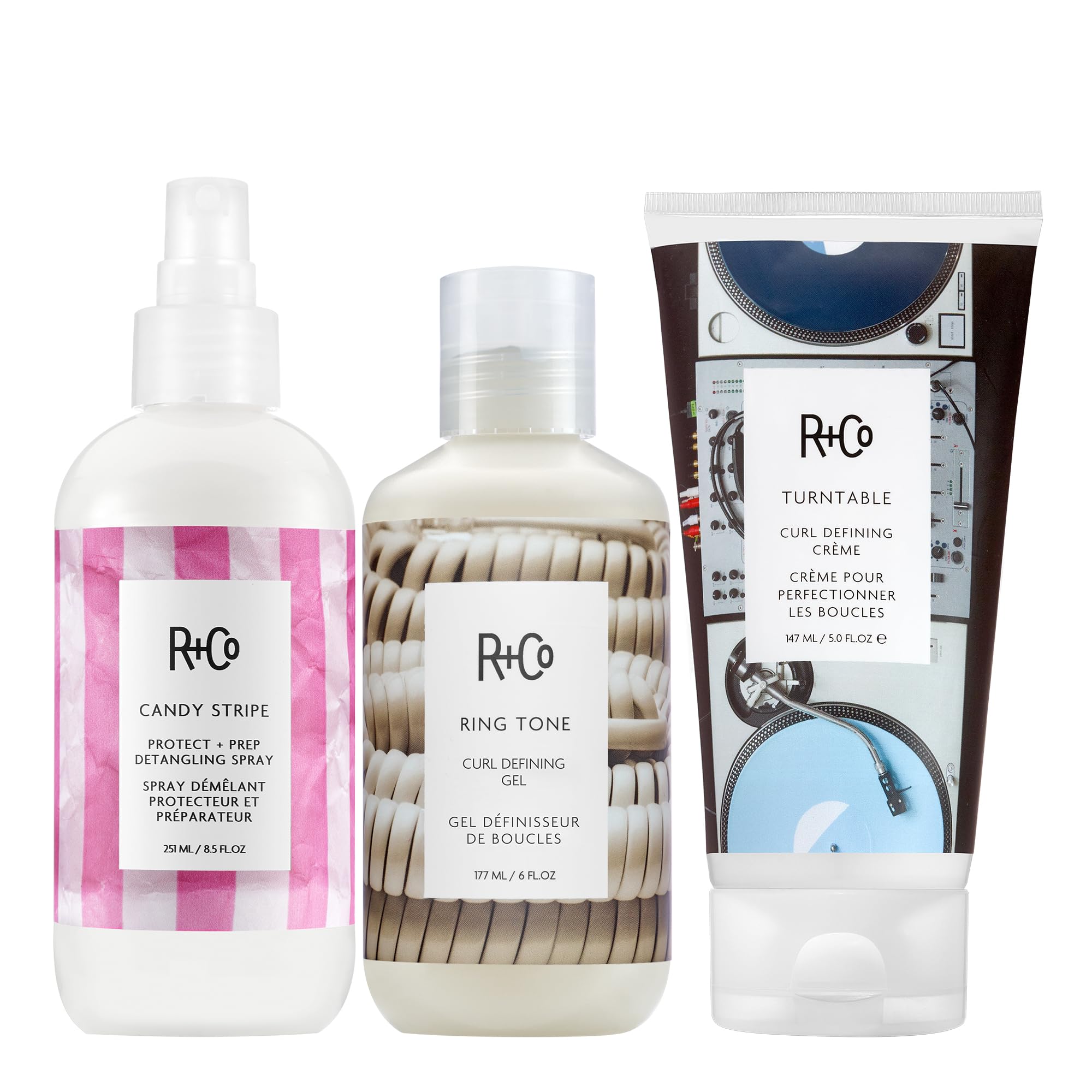 R+Co Candy Stripe Protect + Prep Detangling Spray | Instantly Detangles, Nourishes Hair, Prevents Breakage | Vegan + Cruelty-Free | 8.5 Fl Oz
