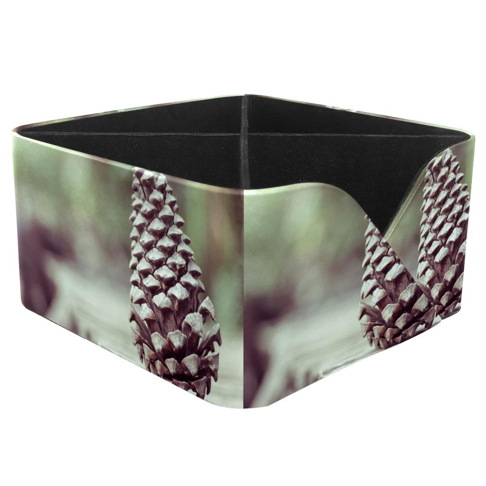 KengjuTesu Unique Pine Cone Desktop Organizer Pen Holder, Rectangular Pencil Cup for Office, Study and Makeup Stations