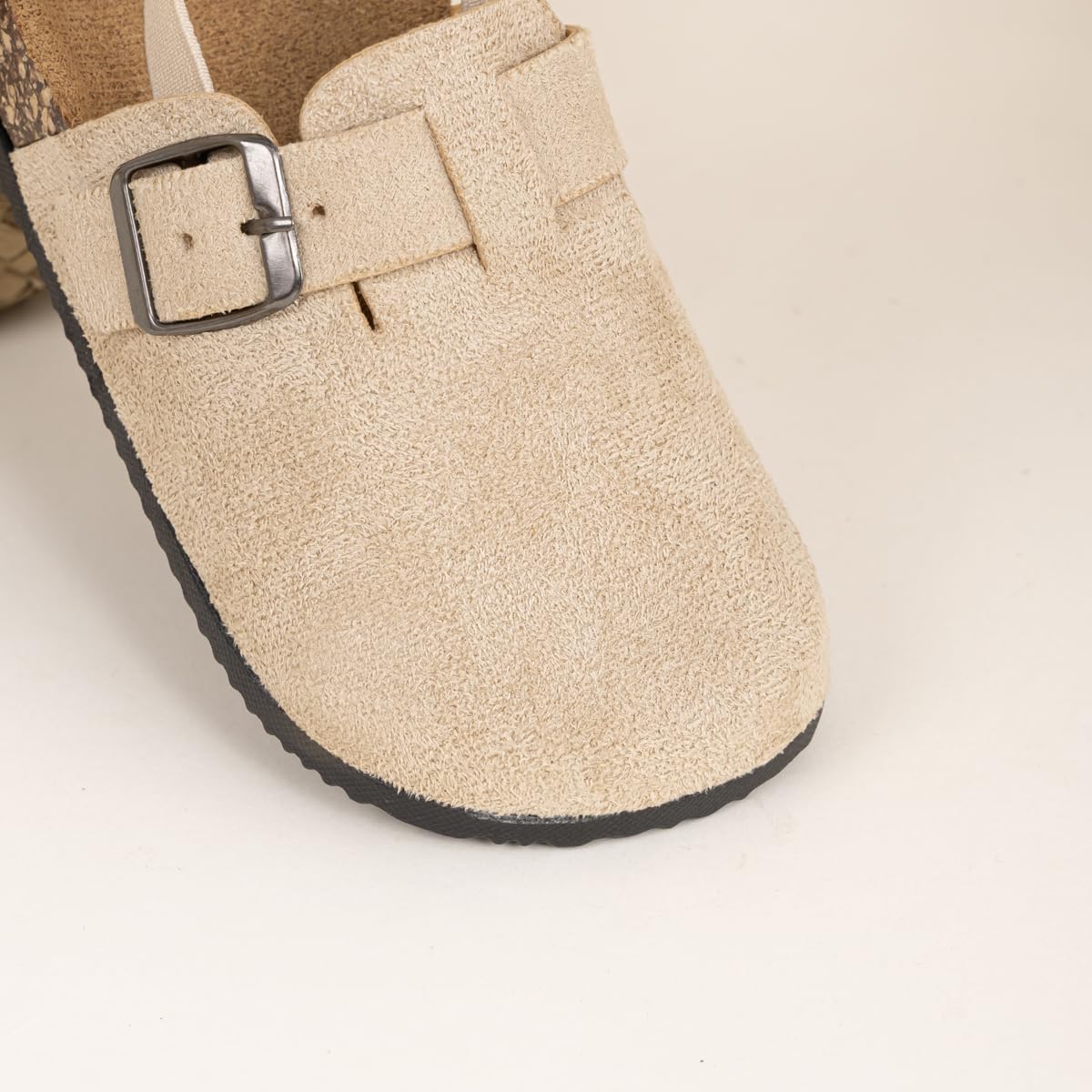 KIDSUN Toddler Suede Clogs Boys Girls Cork Footbed Slip On Mules Potato Shoes with Elastic Strap Soft Leather Comfortable Indoor Outdoor Sandals - Image 6