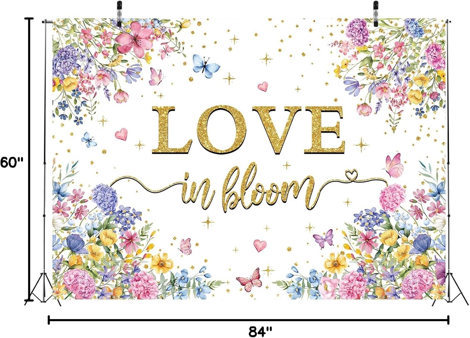 Love in Bloom Bridal Shower Decorations Backdrop Wildflower Bridal Shower Party Banner Spring Floral Engagement Wedding Bachelorette Party Bride to Be Photography Background (7x5FT: 84x60 inch)