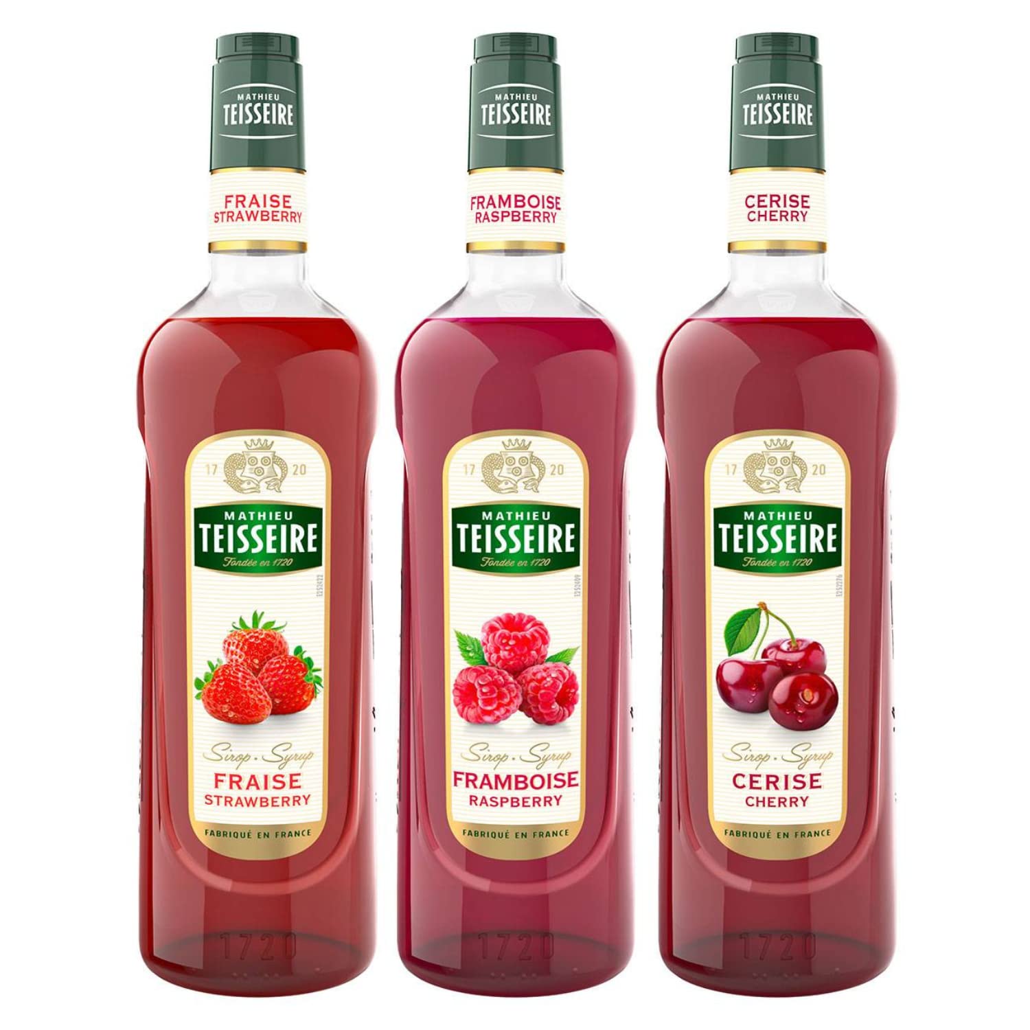Les sirops aux fruits rouges TEISSEIRE - Fraise, Framboise, Cerise - 3x1L