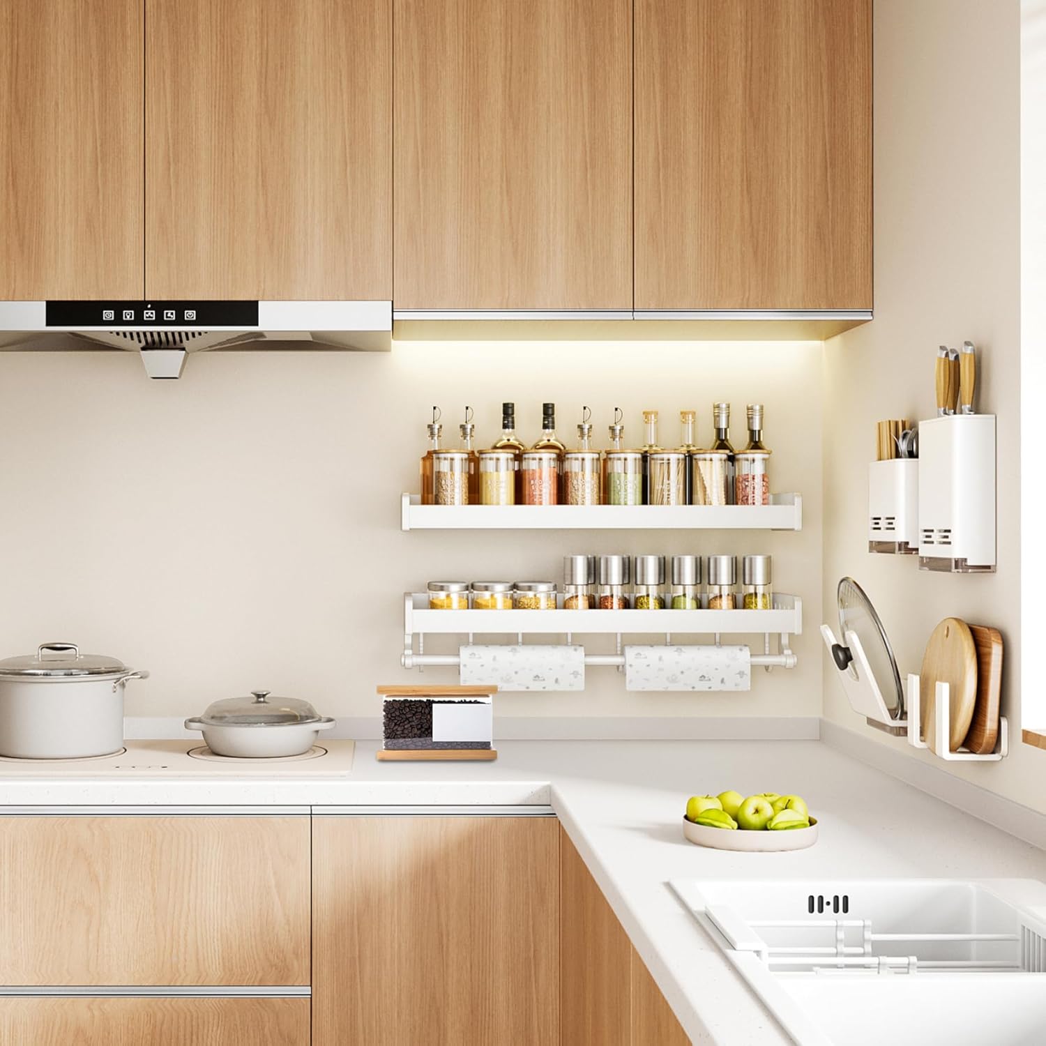 Cereal Containers, 2PCS Wooden Airtight Food Storage Containers with Lids for Rice Flour Snack