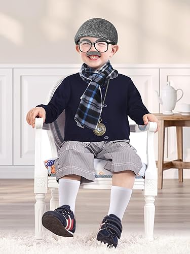 Miniatura 6 de SOMSOC Disfraz de anciano de 13 piezas para niños de 100 días de escuela, disfraz de abuelo, para escuela, fiesta de cosplay