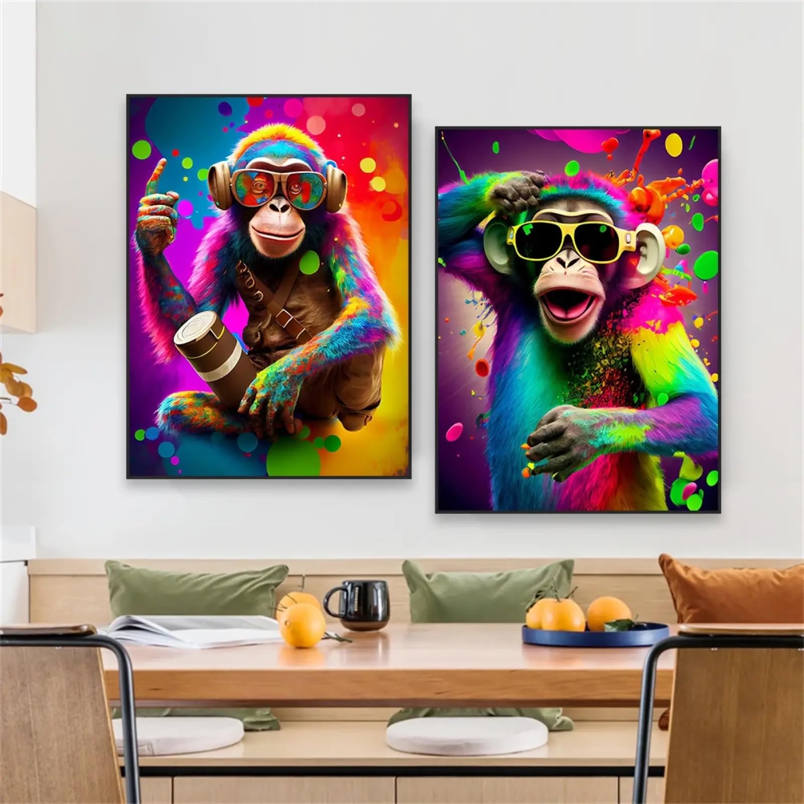 Affiche singe sur toile moderne deco coloree anti-fade sans cadre pour salon - 8