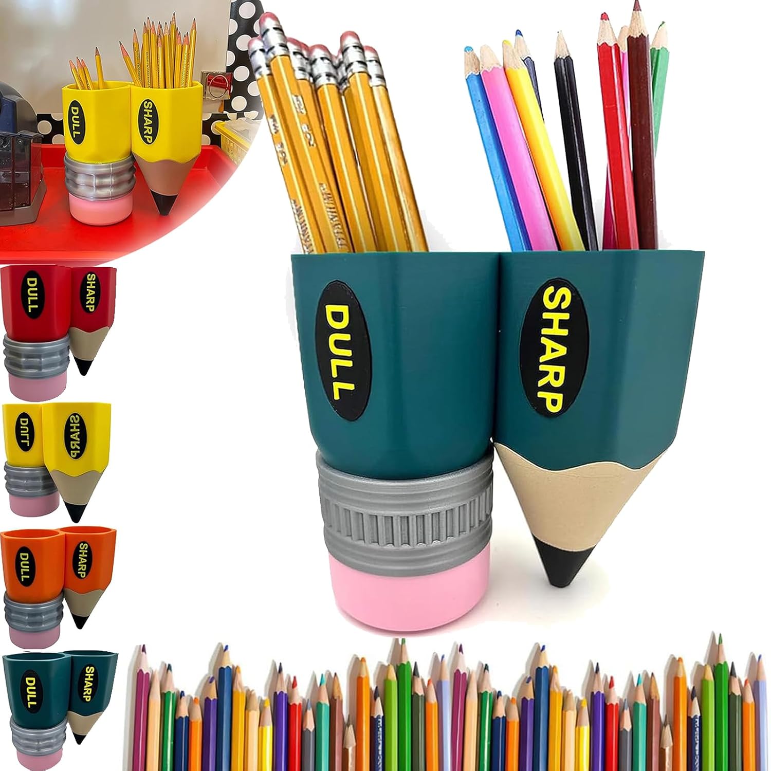 SharpDull Pencil Holder,Handmade Pencil Shaped Pen Holder