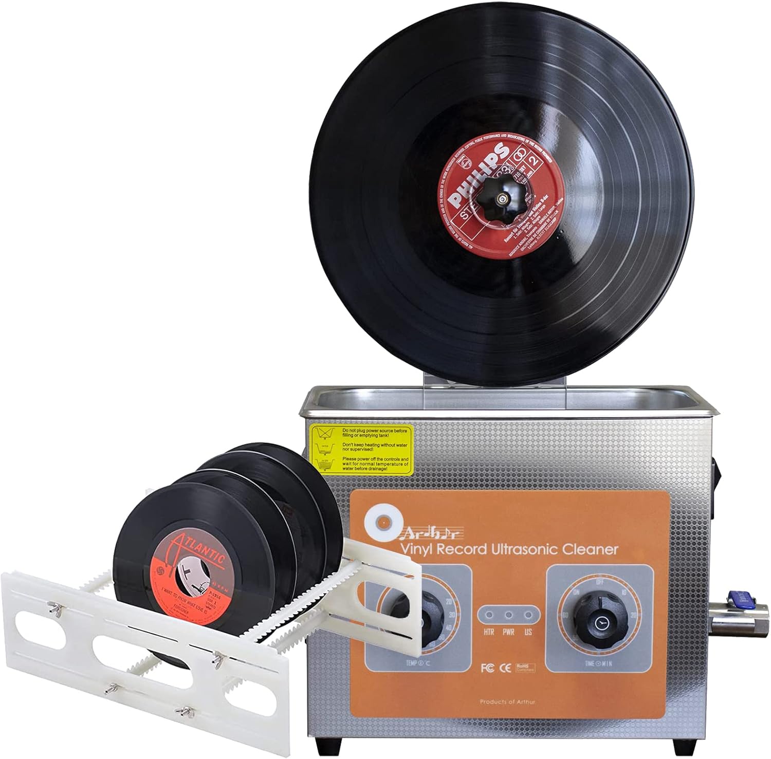 Vinyl Record Cleaner, 140W Vinyl Records Cleaning Machine with 1-60min Timer, 4L Record Cleaner Drying Rack (WithHeating)