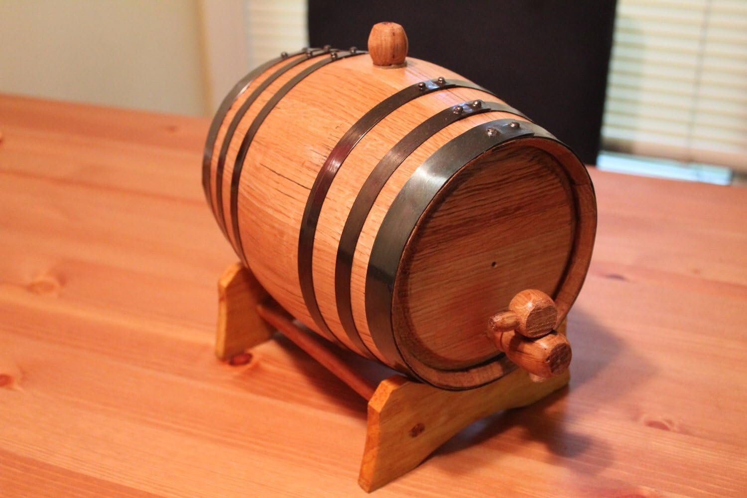 American Oak Barrel with Black Hoops (3 Liter or 0.8 Gallons)