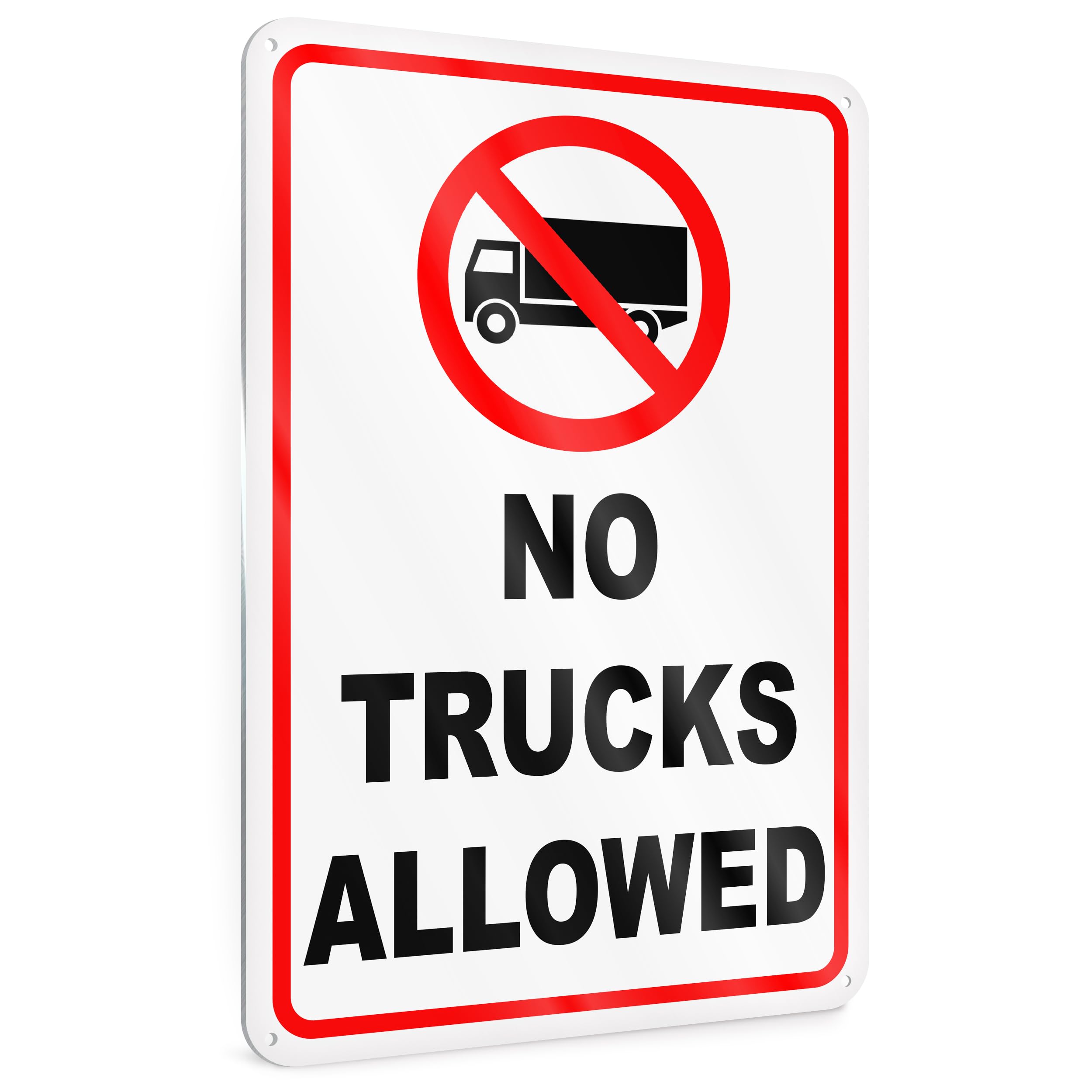 No Trucks Sign, 8x12 Reflective Aluminum No Truck Allowed in Driveway Sign, UV Protected, Easy Install, Weatherproof