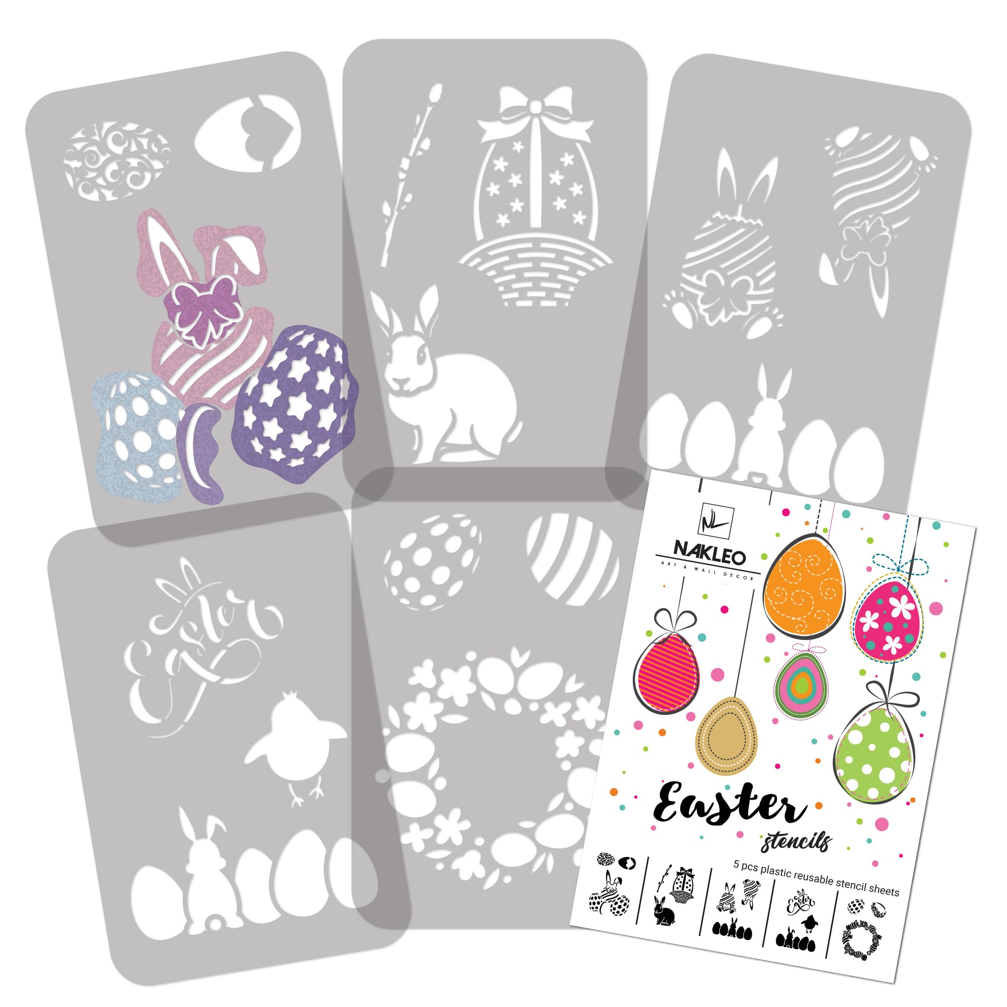 Pochoirs de peinture de Pâques A4 pour pochoir lapin œuf et kit de dessin plastique